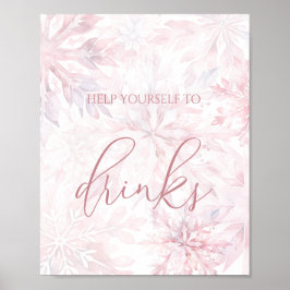 Baby Shower Girl Rosa Snowflake Drinks Poster