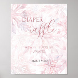 Baby Shower Girl Rosa Snowflake Raffle Poster