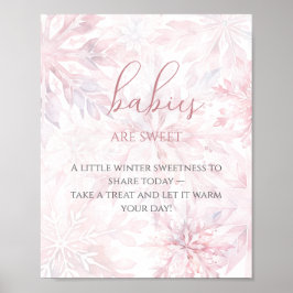 Baby Shower Girl Rosa Snowflake Spädbarn är Sweet Poster