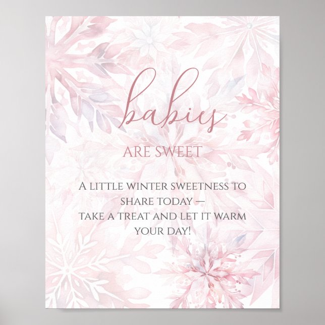 Baby Shower Girl Rosa Snowflake Spädbarn är Sweet Poster (Framsidan)
