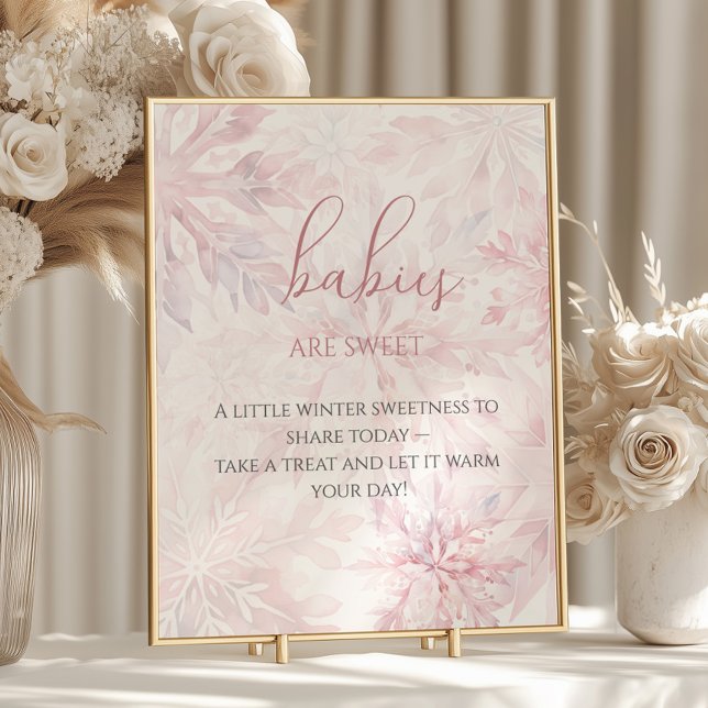 Baby Shower Girl Rosa Snowflake Spädbarn är Sweet Poster (Skapare uppladdad)