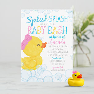 Baby Shower Girl Rubber Anka Splish Stänk Inbjudningar