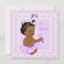 Baby Shower Girl Söt Lavender Snöre Ethnic Inbjudningar