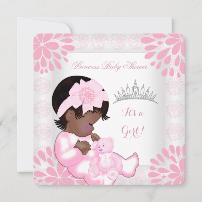 Baby Shower Girl Sweet Baby Peach Rosa White Bear Inbjudningar (Framsida)