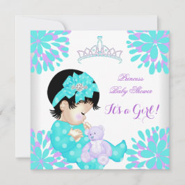 Baby Shower Girl Sweet Baby Teal Lila Bear Inbjudningar