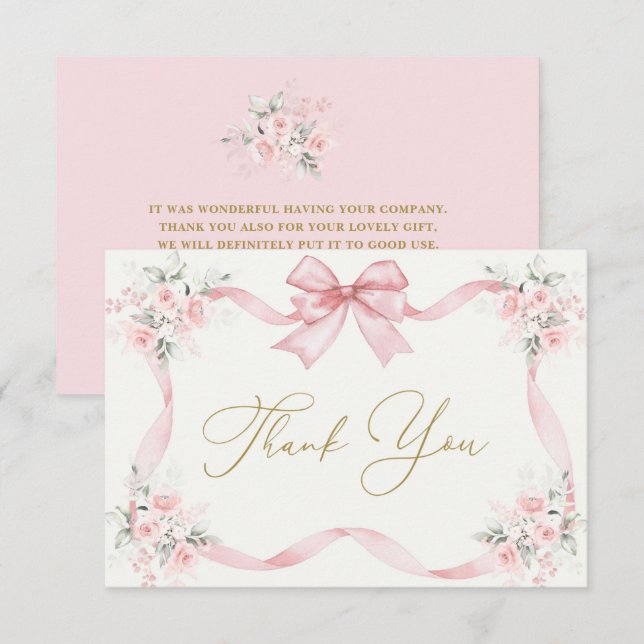 Baby Shower Girl - Tack för ditt kort med bog (Fram/baksida)
