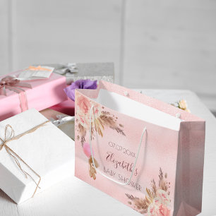 Baby Shower Girl teddy pampas rosa blommigt 