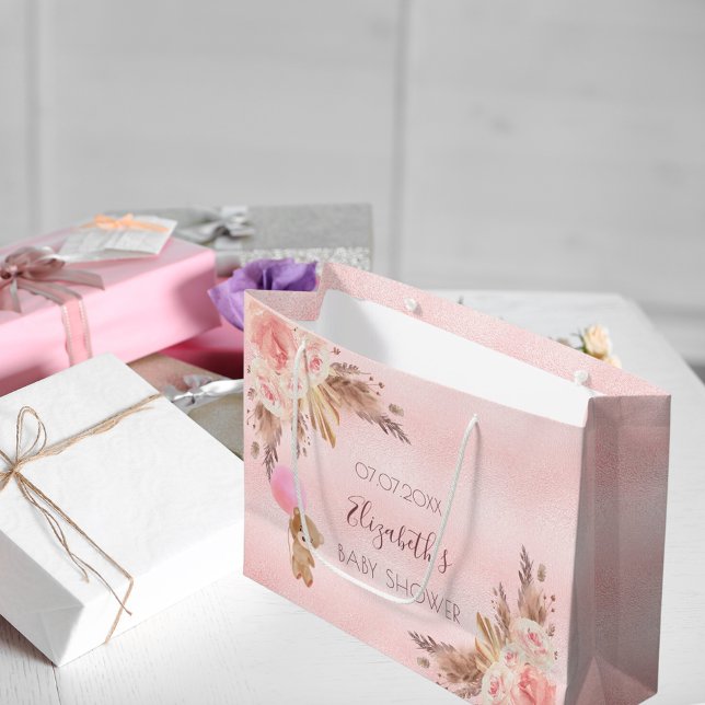 Baby Shower Girl teddy pampas rosa blommigt  (Skapare uppladdad)