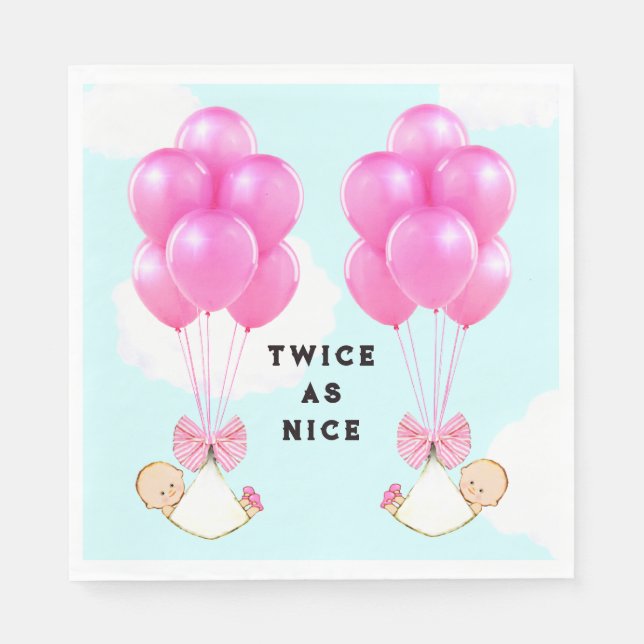 Baby Shower Girl-Twillingar Pappersservett (Framsidan)