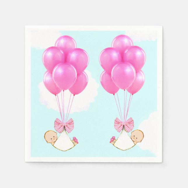 Baby Shower Girl-Twillingar Pappersservett (Framsidan)