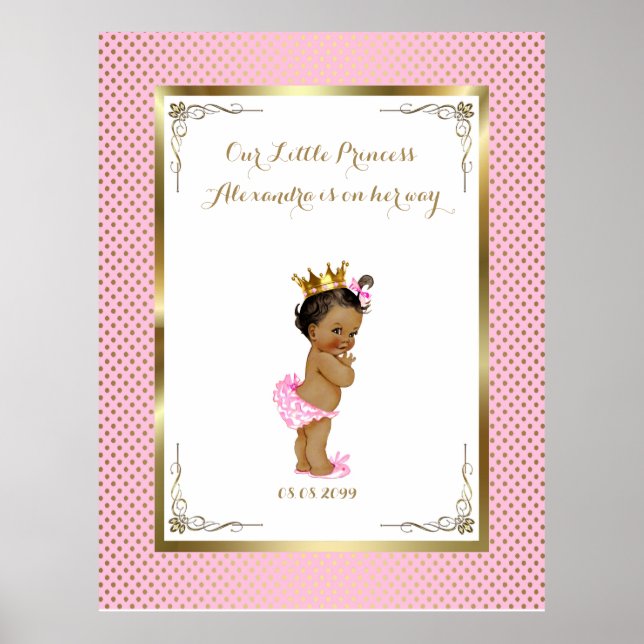 Baby Shower Girl, vit rosa,elegant,32 x 41,6 300 p Poster (Framsidan)