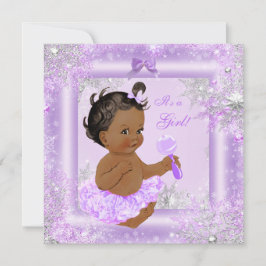 Baby Shower Girl Winter Lavender Snowflake Ethnic Inbjudningar