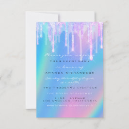 Baby Shower Girly Feet Holograph Unicorn Rosa Foot Inbjudningar