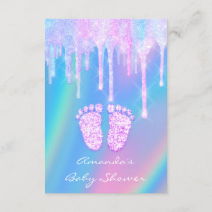 Baby Shower Girly Feet Holograph Unicorn Rosa Foot Inbjudningar