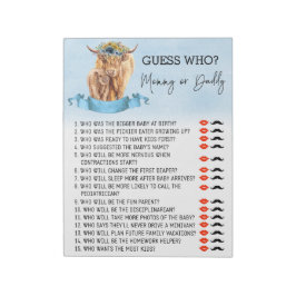 Baby Shower Gissa Vem Spel Highland ko Blå Anteckningsblock