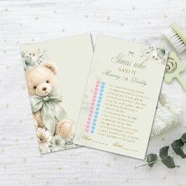 Baby Shower Gissa Vem Spelet Sagegrön Nallebjörn