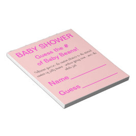 BABY SHOWER gissar antal Baby bönor Rosa Anteckningsblock
