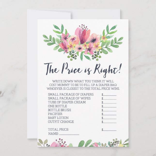 Baby Shower gissar Prist spel Inbjudningar (Framsida)