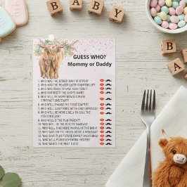 Baby Shower gissar vem som spelar Highland ko Anteckningsblock