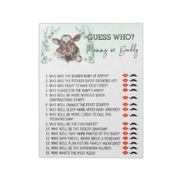 Baby Shower gissar vem som spelar kokalvgrupp Anteckningsblock