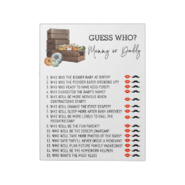 Baby Shower gissar vem som spelar på hösten Anteckningsblock