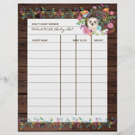 Baby Shower Gissningslek - Igelkott Blommor