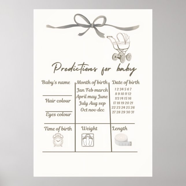 Baby Shower Gissningslek Poster (Framsidan)
