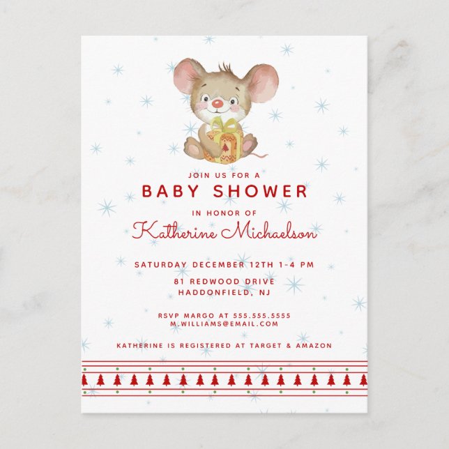 BABY SHOWER | Glad Jul Mus Inbjudan (Framsida)