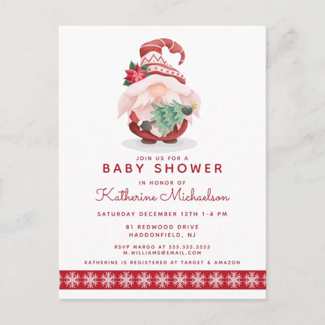 BABY SHOWER | Glad jul Plaid Gnome Postkort Vykort (Framsida)