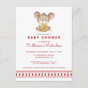 BABY SHOWER   Glad julmus Invitation Vykort