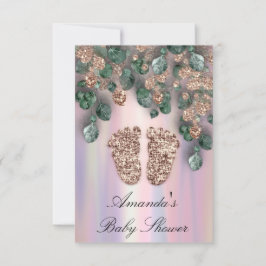 Baby Shower Glitter Feet Ro Glitter Lila Ro Inbjudningar
