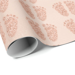 Baby Shower Glitter Girl Skin Rosa ros Guld Feet F Presentpapper