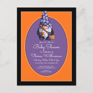 BABY SHOWER Gnome Halloween-vykort för inbjudan
