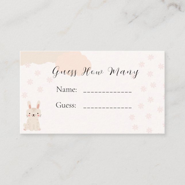 Baby Shower Godisgissningsspelkort Visitkort (Framsida)