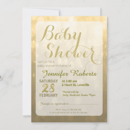 Baby Shower | Golden Bokeh Ljus Inbjudningar