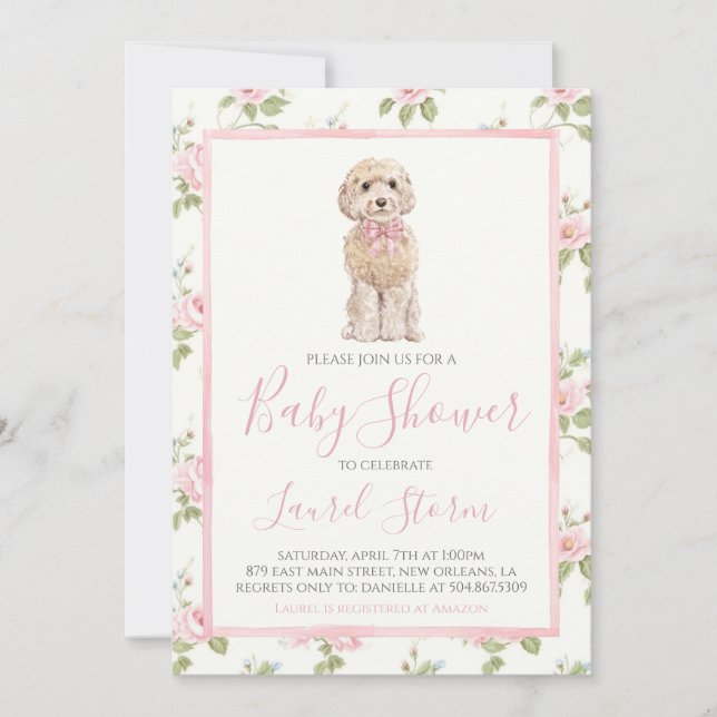 Baby Shower Golden Doodle Hund Inbjudningar (Framsida)