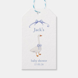 Baby shower goose blue presentetikett