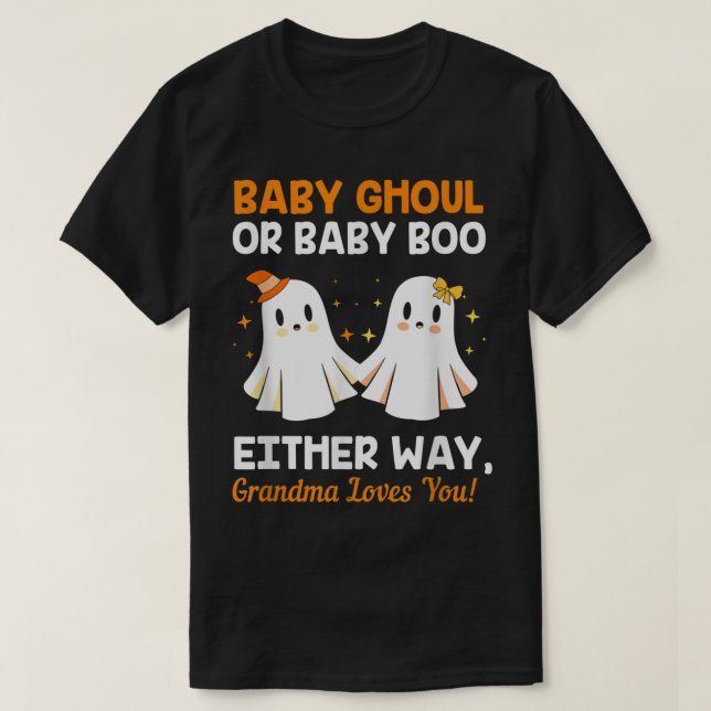 Baby Shower Grandma Halloween Gender Reveal Booy O T Shirt (Design framsida)