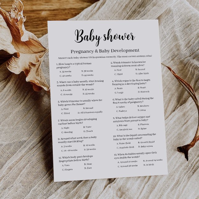 Baby Shower Graviditet & Barn Utveckling Spel Inbjudningar (Baby Shower Pregnancy & Baby Development Game Invitation)