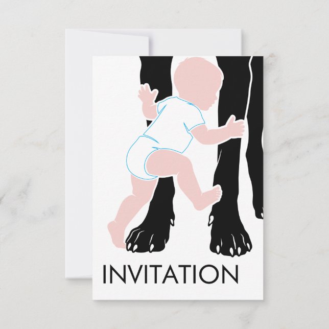 baby shower great dane Minimal teckning  Inbjudningar (Baksida)