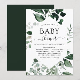 Baby Shower Greenery Botanical Watercolor Invati Inbjudningar
