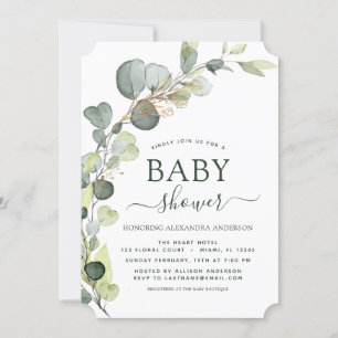 Baby Shower Greenery Eucalyptus botaniska Elegante Inbjudningar