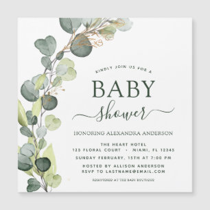 Baby Shower Greenery Eucalyptus botaniska Elegante Magnetisk Inbjudningskort