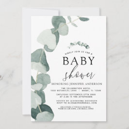 Baby Shower Greenery Eucalyptus Inbjudningar