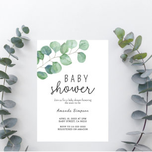 Baby Shower Greenery Eucalyptus Inbjudningar