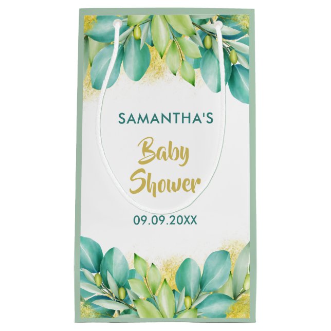 Baby Shower Greenery Eucalyptus Löv Olive (Framsidan)