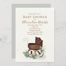 Baby Shower Greenery Modern Watercolor Eucalyptus Inbjudningar