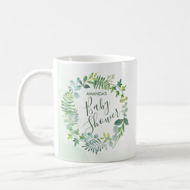 Baby Shower Greenery Wandey Kaffemugg (Vänster)