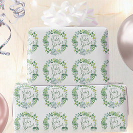 Baby Shower Greenery Wandey Personlig Namn Presentpapper