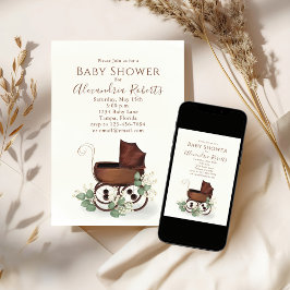 Baby Shower Greenery Watercolor Modern Eucalyptus Inbjudningar